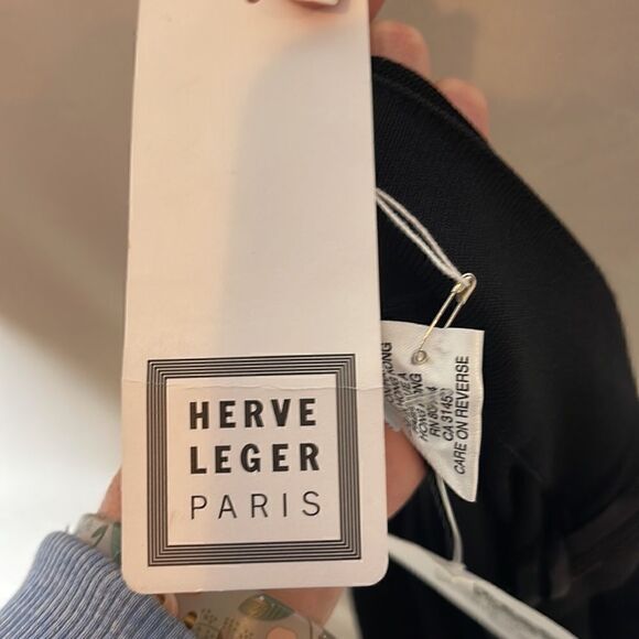 Herve Leger Paris Rayon Long Side Tie Black Pants. Size Medium. NWT. - Picture 11 of 11